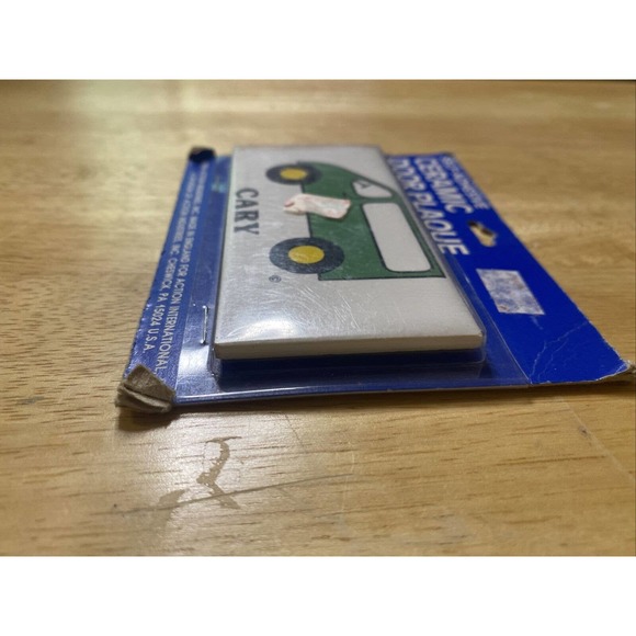 Vintage Retro CARY W Green Van New Dead Stock Ceramic Door Name Plaque Wall Sign - Picture 7 of 12